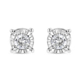 .925 Sterling Silver 1/5 Cttw Round Near Colorless Diamond Miracle-Set Stud Earrings (J-K Color, I2-I3 Clarity)
